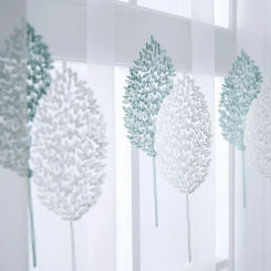 Embroidered Screen Window Screen Blue White Double Tree Gauze  Tulle 1PC Curtains Living Room Bedroom Balcony Bay Window Leaf