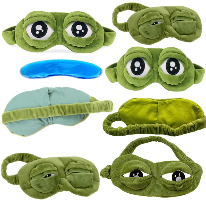 Description Picture 2 of item3D Sad Frog Sleep Mask Natural Sleeping Eyeshade Cover Shade Eye Patch Women Men Soft Portable Blindfold Travel Eyepatch