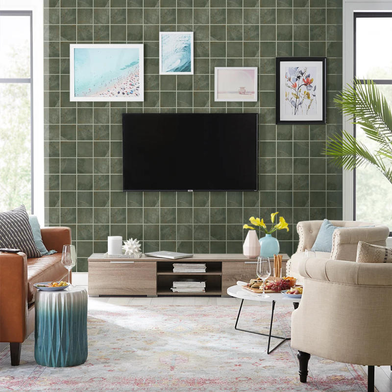 Description Picture 3 of item1/10pcs 3D Tile Sticker Self-adhesive Wall Panel Peel and Stick Green Tile Backsplash for Kitchen Bathroom Wall Sticker