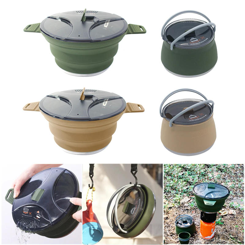 Description Picture 5 of itemOutdoor Folding Silicone Kettle Portable Mini Boiling Water Pot with Handle Camping Kettle Pan Pot for Travel Picnic Tableware