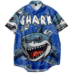 Neue Herren hemden 3d Tier druck Kleidung Mode Knopf Kurzarm Revers Streetwear Hawaii Hai Bluse Hemden für Männer