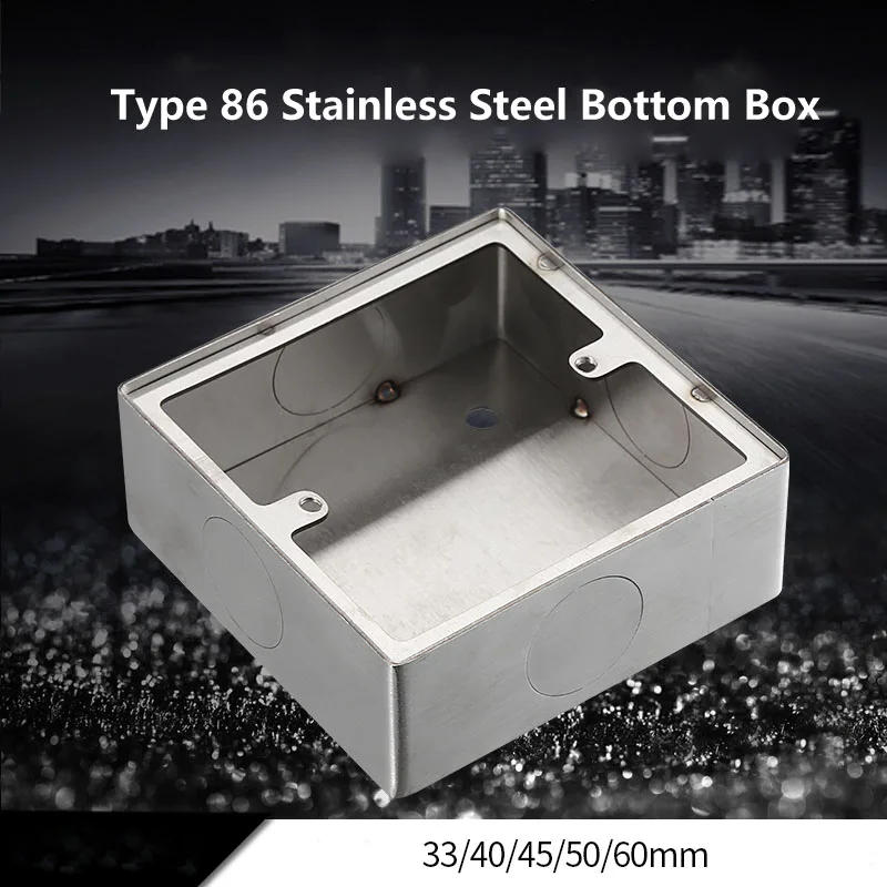 Description Picture 2 of itemType 86 Stainless Steel Socket Panel Button Box Surface Mount Universal Wall Switch Junction Box 20mm Hole