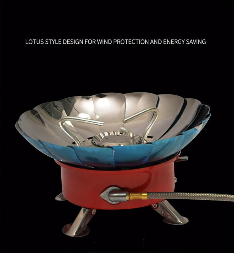 Description Picture 3 of itemCamping Windproof Gas Stove Portable Folding Mini Outdoor Cooking Lotus Stove Tourist Burner Hiking Picnic Cooker Equipment