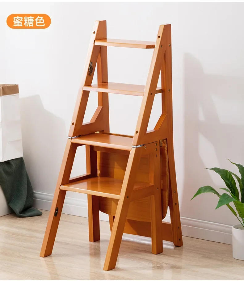 Description Picture 5 of itemSolid Wood Ladder Chair Household Ladder Chair Folding Dual-use Ladder Stool Indoor Climbing Pedal Stair Multi-function