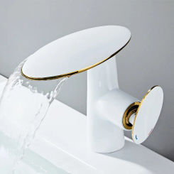 Basin Faucets White Brass Bathroom Sink Taps Waterfall Faucet Black Chrome Hot Cold Mixer Taps Bathroom Accessories