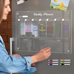 Magnetic Acrylic Calendar For Fridge Weekly Planner Clear Acrylic Refrigerator Whiteboard With 6 Erasable Markers Home Decor