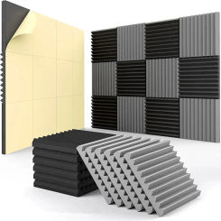 12Pcs 12"x12"x1" Self-Adhesive Acoustic Foam Wedge Panels Tile Studio Sound Foam Wall Pad Room Soundproof Treatment High Density