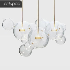 Living room pendant light, glass bubble LED pendant light, used for ceiling decoration in small living rooms, home pendant light