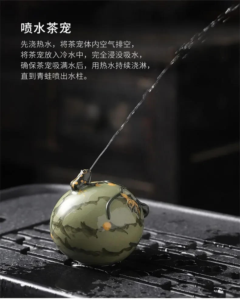 Description Picture 5 of itemYixing purple sand spray tea pet decoration pumpkin frog gourd boutique creative manual kung fu tea set