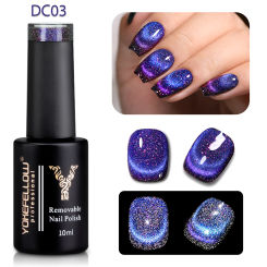 YOKEFELLOW 10ML Purple Ocean Crystal 9D Wide Cat Eye Magnetic Holographic Cat Eye Gel Nail Polish Semi Permanent UV Gel Nail Art