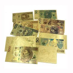 1piece PLN ZLOTY POLAND GOLD Foil Plastic BANKNOTE craft Money POPE JOHN PAUL II For Souvenir gift and collection