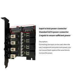 Power Expansion Card Dual Channel Power Saving Controller 4 Bit Hard Drive PCI Expansion Card with SATA Cable