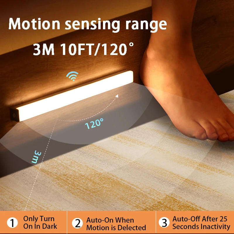 Description Picture 3 of itemMotion Sensor Light Rechargeable LED Night Light Portable Under Cabinet Light with Magnetic for Bedroom Kitchen Closet Staircase