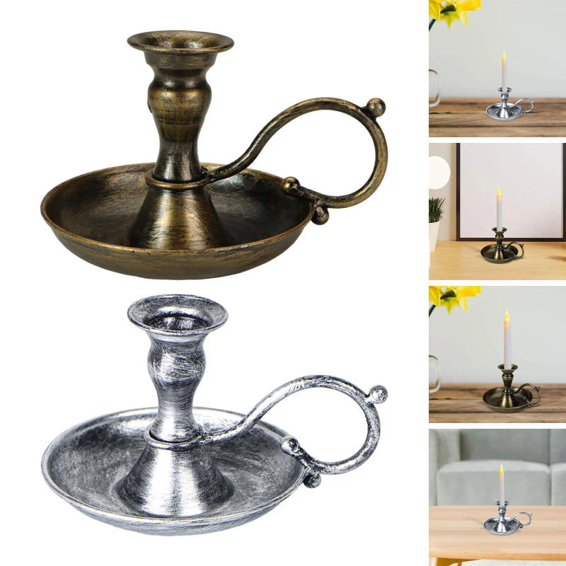 Description Picture 4 of itemRetro Handheld Candlestick Holder European Style ,Candle Stand Metal Candlestick for Anniversary Holiday Decoration Display