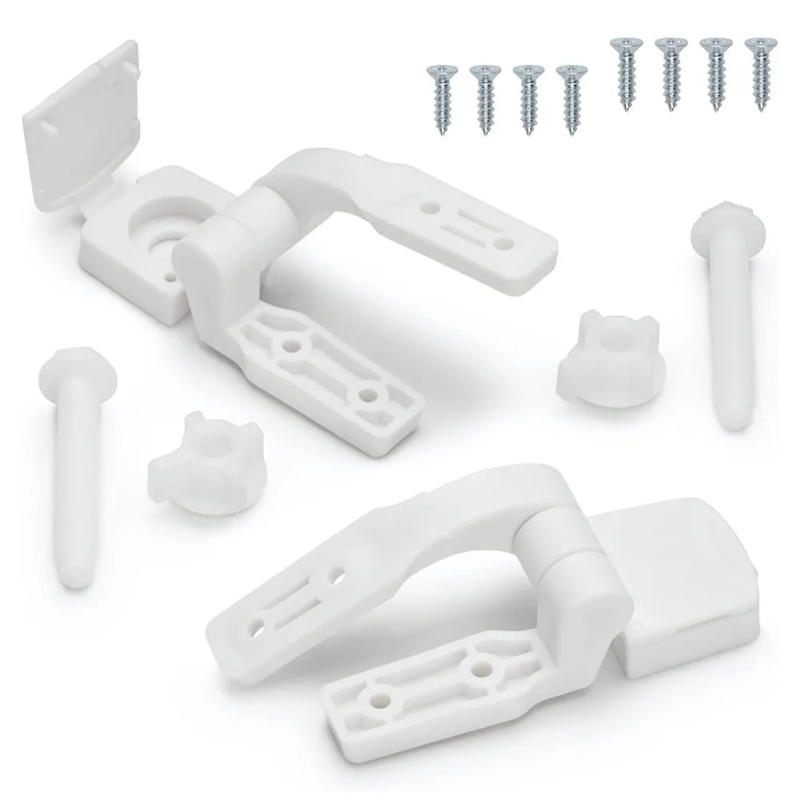 Description Picture 3 of item1 Pair White Plastic Toilet Seat Cover Hinge Replacement Parts With Bolts And Nuts