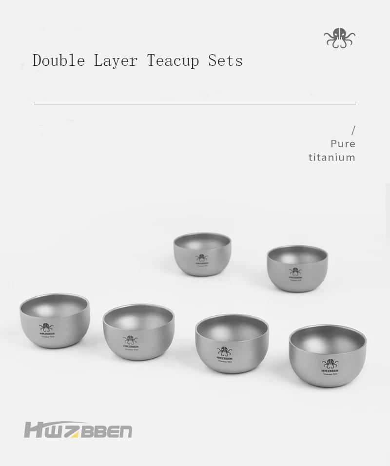 Description Picture 2 of itemHWZBBEN 40ml Double Wall Titanium Tea Cup Outdoor Camping Tea Cup Tableware Water Wine Cup for Home Office Drinkware Anti Hot
