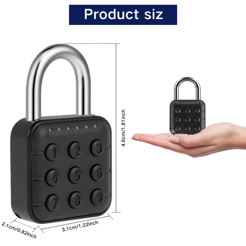 Description Picture 3 of item6 Digit Combination Lock Resettable Digital Padlock Push Button Safe Padlock Waterproof Locker Apartment Lock for Home Hotel