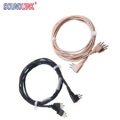 Soundlink Pocket Hearing Aids Cable Wire Binaural 3 Pin Cord Beige / Black Color