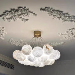 G9 LED Home Deco Gold Silver Natural Marble Pendant Light Suspension Luminaire Lampen Alabaster Hanging Lamps For Living Room