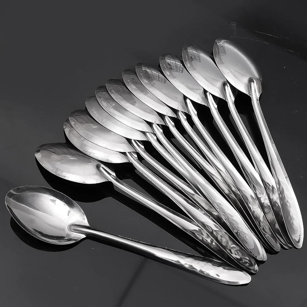 Description Picture 4 of item5/10Pcs Stainless Steel Spoon Ramen Noodles Tablespoons Scoop Rice Salad Stirring Scoop Home Kitchen Tableware Cooking Utensils
