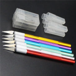 1pc Metal Handle Non-Slip Knife With 6Pcs Blade Scalpel Cutter Engrave Multi-color Baking Pastry Tools