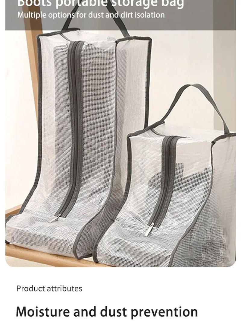 Description Picture 3 of itemShoes Dust Cover Mesh Transparent Shoe and Boot Storage Bag with Zipper Portable Travel Dust Organizer Protector Bag
