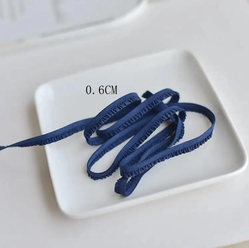 Description Picture 4 of item5 Meters/lot 6mm Pleated Stretch Lace Trims Ribbons Ruffled Elastic Band Baby Hairband Belt Shoes Decorative Tapes DIY Craft