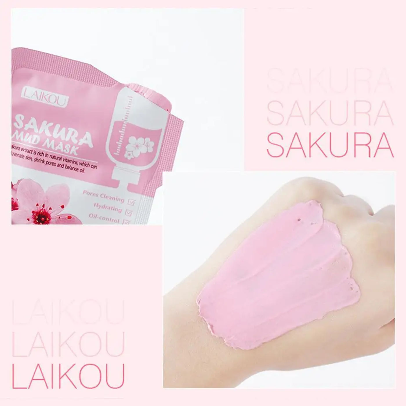 Description Picture 5 of item12pcs Sakura Mud mask Brightening Hydrating Face Mask Luminious Skin Clean Facial Cleansing Clay Hydrating Anti Wrinkle Skincare