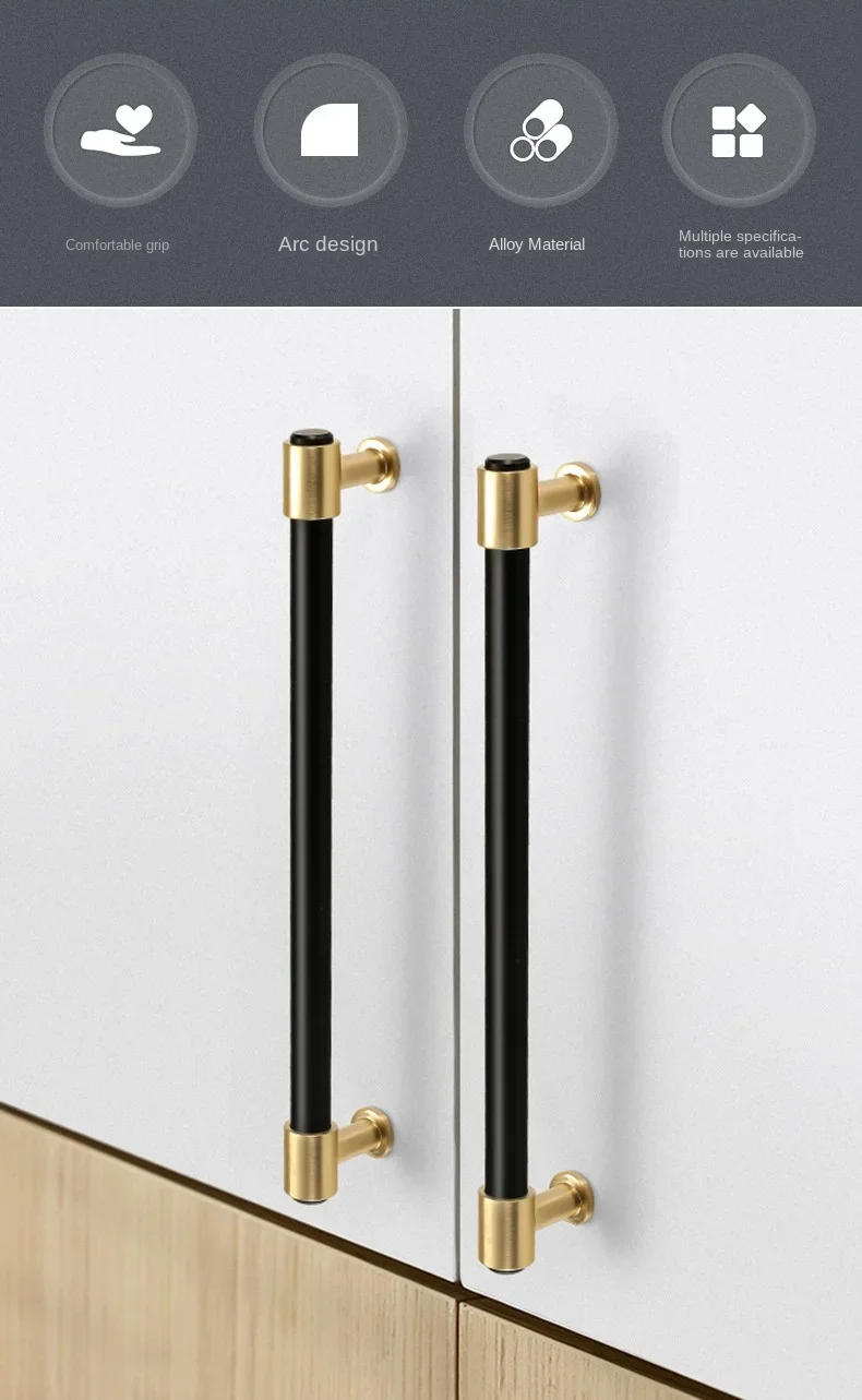 Description Picture 3 of itemBlack Gold Furniture Handle Cabinet Knob and Handle Drawer Knobs Cupboard Pulls Kitchen Zinc Alloy Handle Pulls