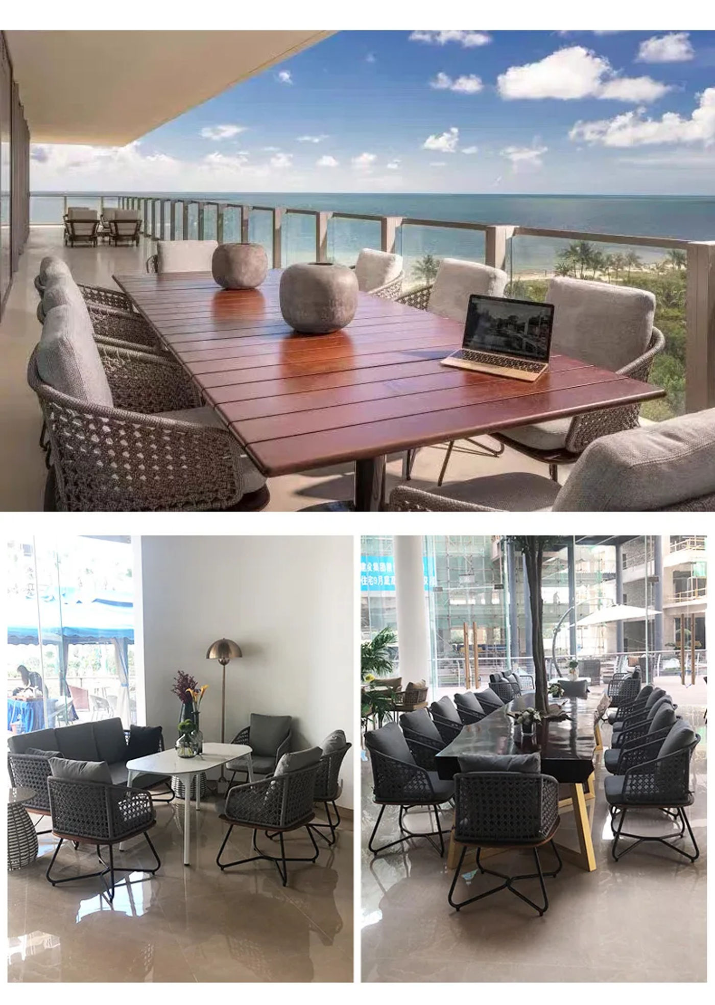 Description Picture 5 of itemOutdoor tables and chairs rattan anti-corrosion wood pineapple restaurant leisure garden open-air furniture