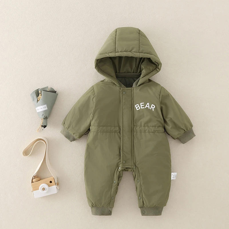 Description Picture 3 of itemAutumn Winter Baby Clothes Outdoor Jackets 0-2Y Infant Boys Warm Windproof Romper Toddler Girls Hooded Jumpsuit Newborn Outwear