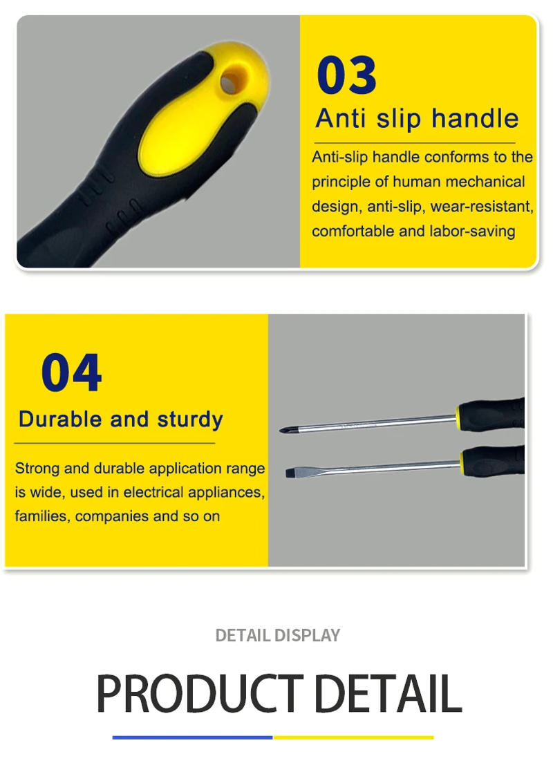 Description Picture 6 of item3/4/5/6/8 Inch Rubber-coated Anti-slip Handle Word Cross Strong Magnetic 45# Steel Screwdriver Screwdriver