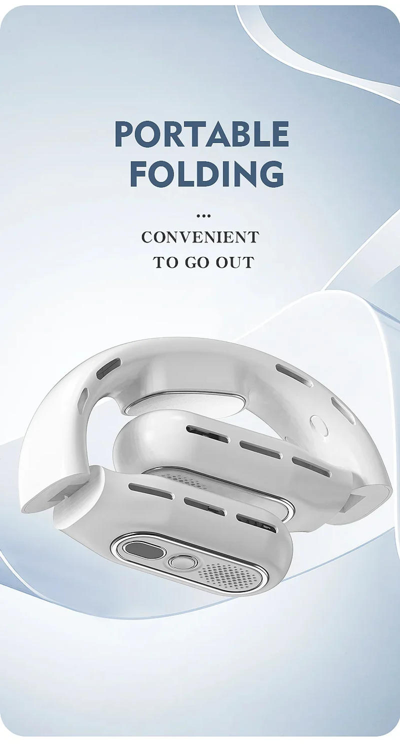 Description Picture 6 of item2025 New Folding Neck Fan Rechargeable Bladeless Neck Fan Mini Air Conditioner USB Air Cooler Portable Fan With Durable Battery