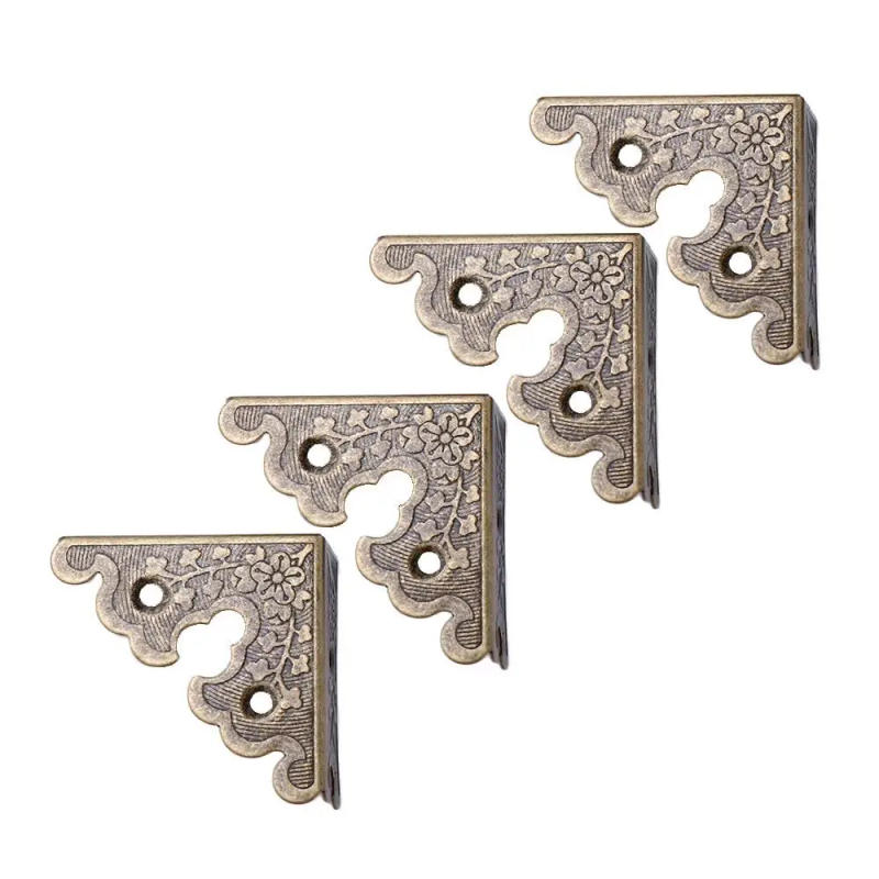 Description Picture 5 of item4Pcs Table Protection with Nails Jewelry Box Guard Decorative Protectors Furniture Hardware Corner Brackets Corner Protectors