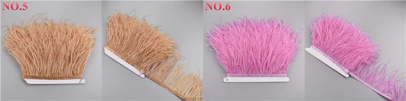 Description Picture 4 of itemWholesale 10Meters Ostrich Feathers Tape Ribbon Trims 10-15cm 4-6" Tassel Fringe Trim Clothes Sewing White Clothing Accessories