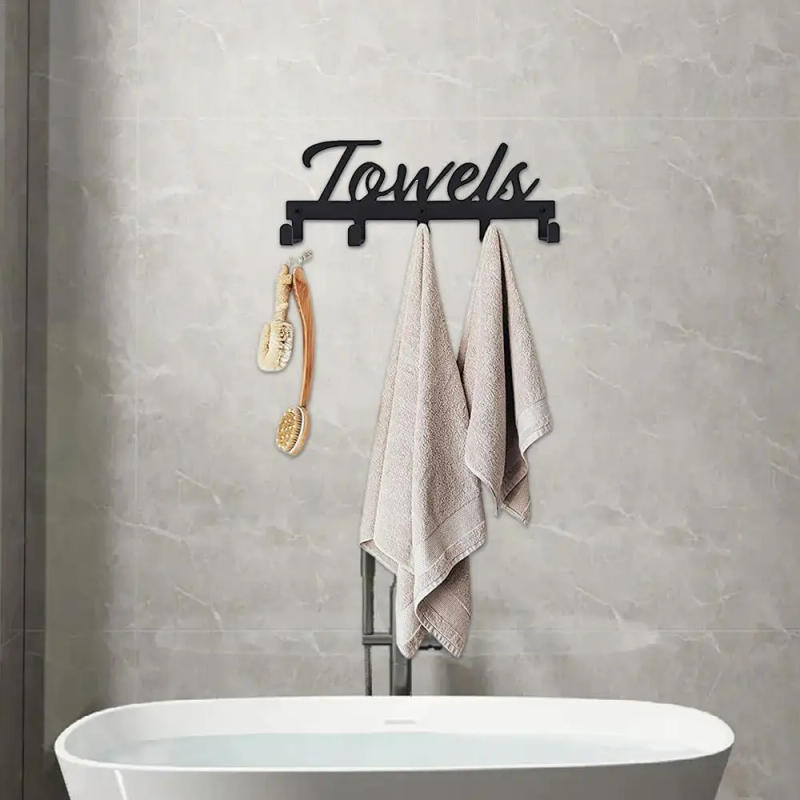 Description Picture 3 of itemBlack Towel Hanger For Bathroom Wall Mounted Coat Hook Heavy Duty Towel Racks Multi-Purpose Coat Rack Hat Hanger Hand Towel