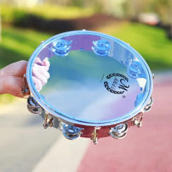 8/10 Inch Tambourine Adjustable Tone Hand Drum Double Row Drum for Christian Dance Tambourine Orff Percussion Instrument