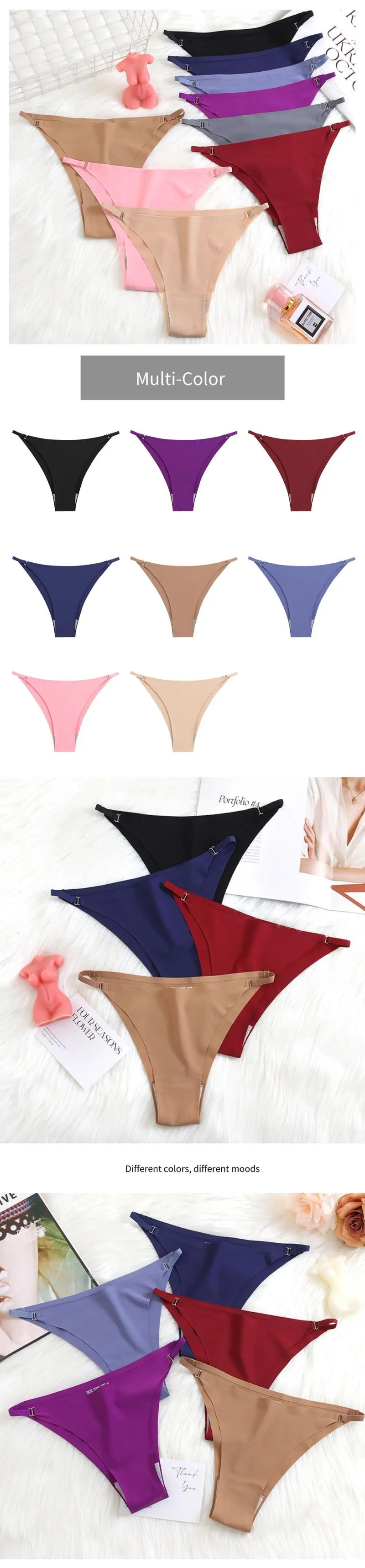 Description Picture 5 of itemWarmSteps Sexy Woman Panties Ice Silk Solid Underwear for Woman Lingerie Seamless Panties Low Rise Bikinis Underpants Briefs XXL
