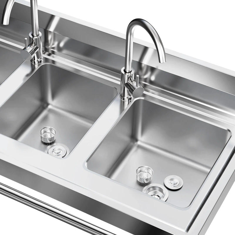 Description Picture 6 of item3 Compartment Kitchen Sink Stainless Steel Freestanding with Faucets 39*18*35.8in