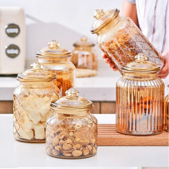 Glass Airtight Jars Kitchen Food Grade Storage Box Storage Jar Amber Glass Bottle Kitchen Organizer Glass Container