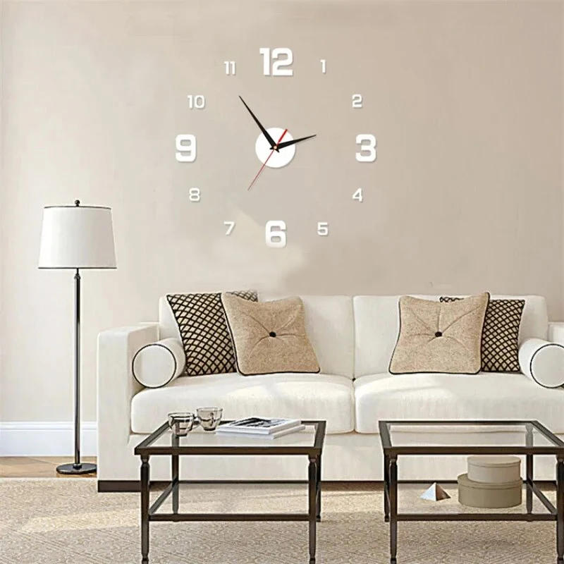 Description Picture 5 of itemModern Design Wall Clock 2D DIY Quartz Clock Fashion Watch Acrylic Mirror Stickers Living Room Home Decoration Wall Decor