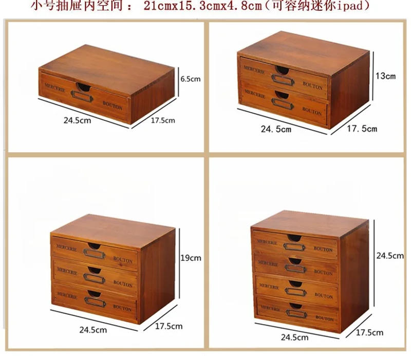 Description Picture 4 of itemModern style office desk storage organizer wooden box home drawer type cosmetic