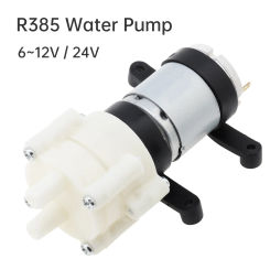 R385 Mini Water Pump Motor 6-12V/24V Self Priming Pump Electric Diaphragm Pump Large Flow 1.5-2L/Min for Fish Tank / Tea Machine