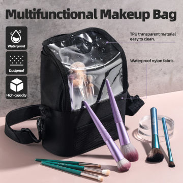 PVC Women's Make Up Bags Salon Makeup Brush Tool Backpack Hairdressing Storage Transparent Waterproof Travel Bag Girl Gift
