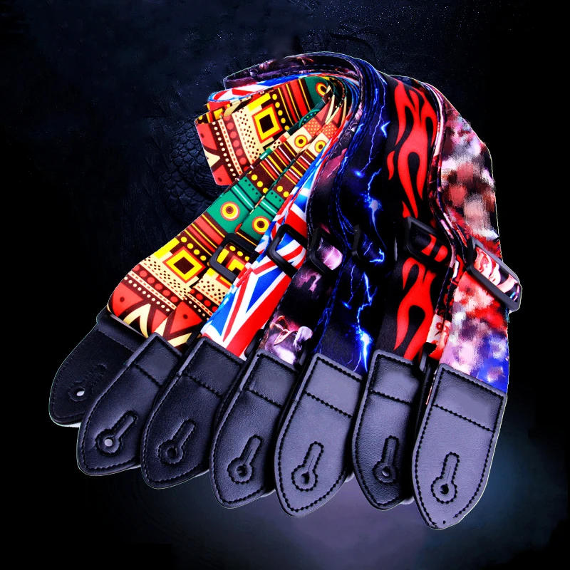 Description Picture 2 of itemFashion Retro Ethnic Style Guitar Strap Adjustable Leather Strap for Folk Guitar Electric Guitar Bass Ukulele Guitar Accessories