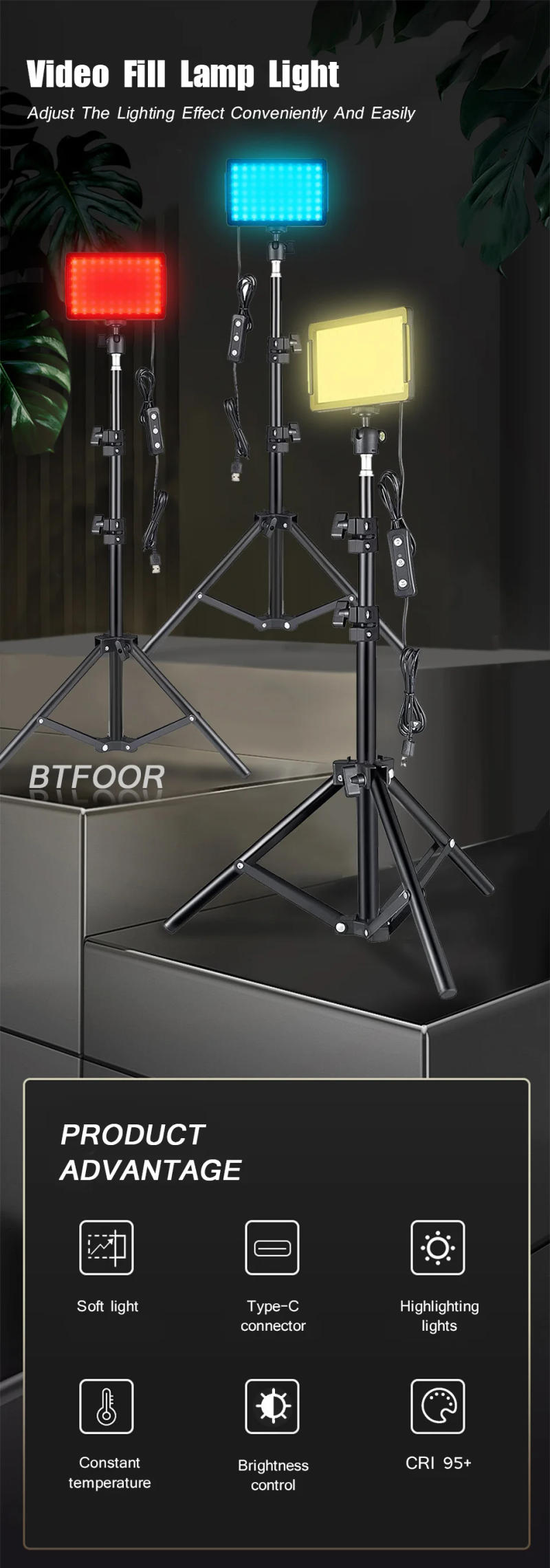 Description Picture 2 of itemLED Photography Video Light Panel Lighting Photo Studio Lamp Kit With Tripod Stand RGB Filters For Shoot Live Streaming Youbube