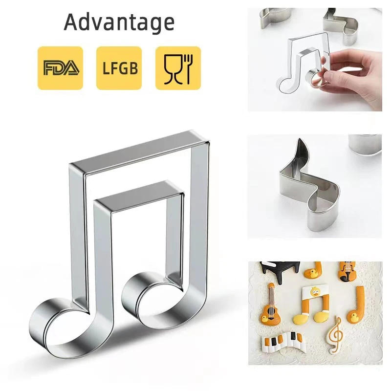 Description Picture 6 of itemMusic Note Cookie Cutter Mould Stainless Steel Piano Violin Guitar Piano Keyboard Biscuit Mold Fondant Pastry Decor Baking Tools
