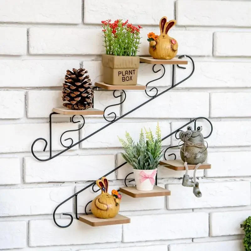 Description Picture 2 of itemRetro Staircase Decorative Frame Wall Estanterias Murale Pared Decoracion Wall Hanging Flower Shelf Mount Home Accessories