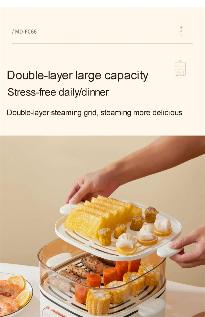 Description Picture 4 of item10.5L Electric Food Steamer Large Capacity Double Layers Multi Cooker Breakfast Maker Household Mini Steam pot Cooking Machine