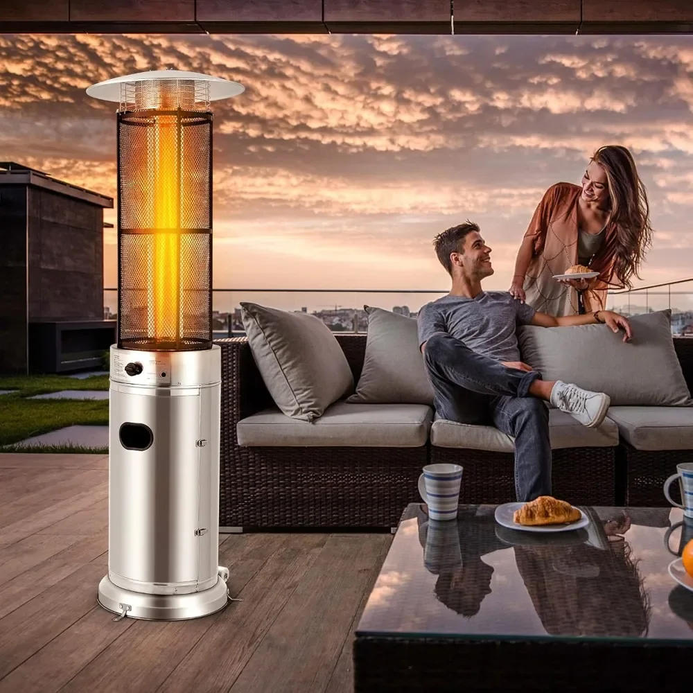 Description Picture 3 of itemPatio Heater with Wheels, 40,000 BTU Stainless Steel Propane Gas Heater with Quartz Glass Tube, Tip-over & Flameout Protection